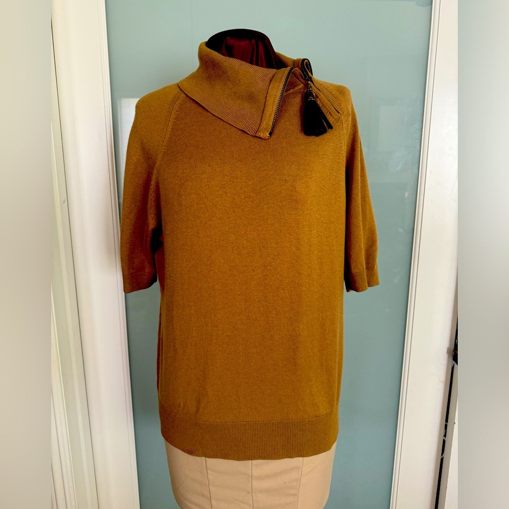 Per Se Short sleeve Silk/Cashmere blend sweater Taupe size L